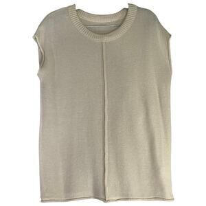 Apricot Sleeveless Crew Neck Tight Knit Sweater Top Size M